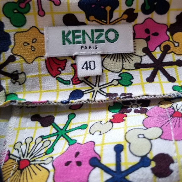Kenzo Tanami print faux wrap silk dress v-neck, 40 - Picture 5 of 5